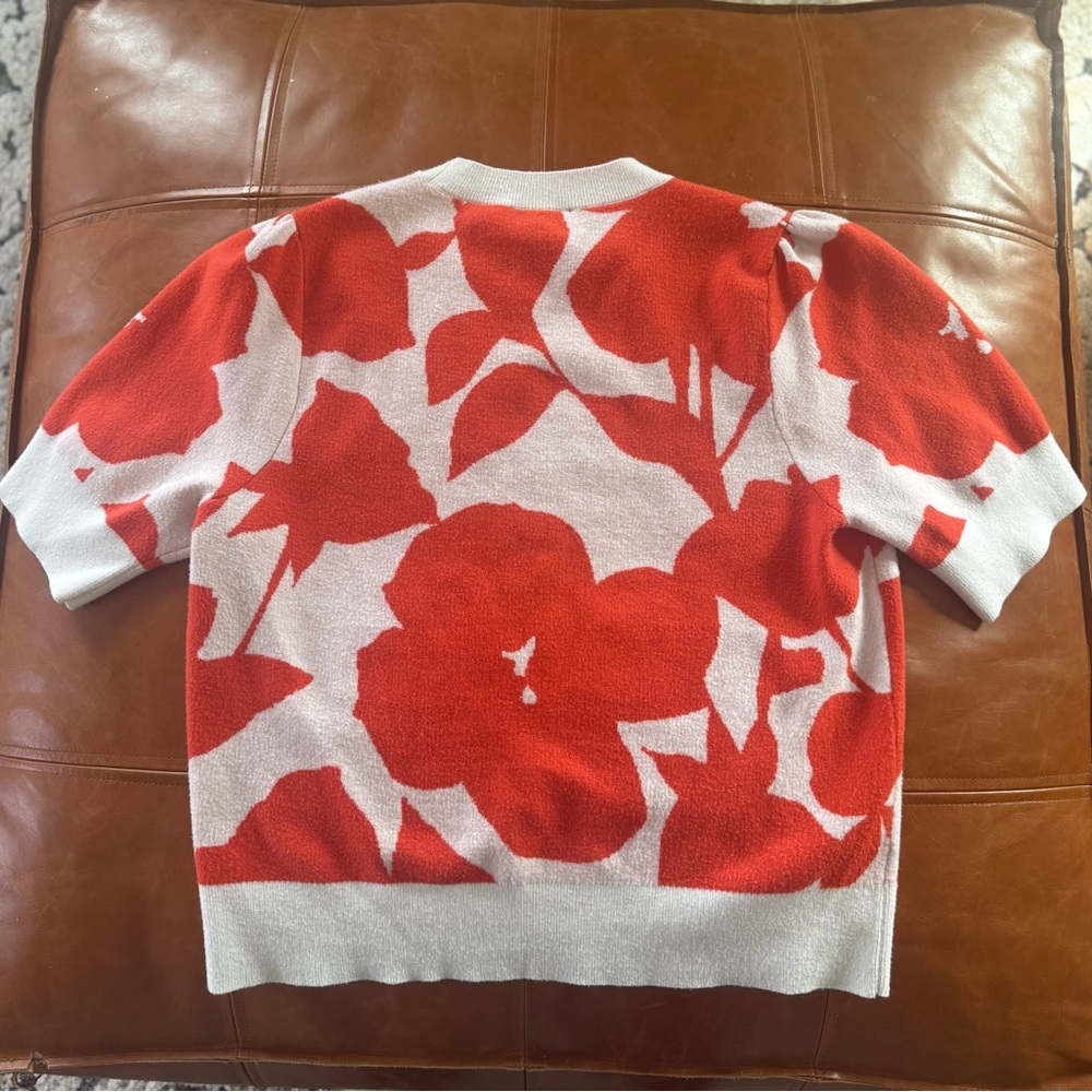 EUC Ann Taylor Floral Puff Sleeve Sweater Tee - Picture 6 of 7